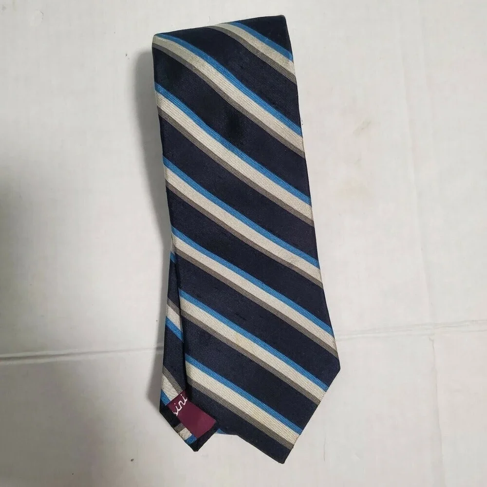 Oleg Cassini‎ Exclusive for Academy Awards Vintage Men's Tie Blue Silver Stripes